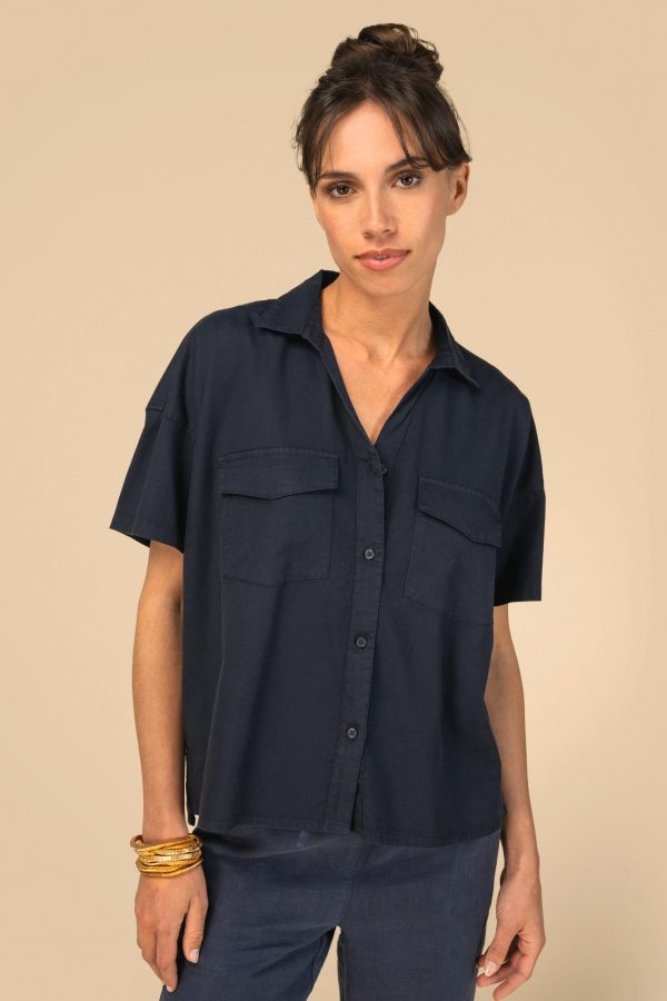 Camisa eco-responsável oversize em liocel de senhora