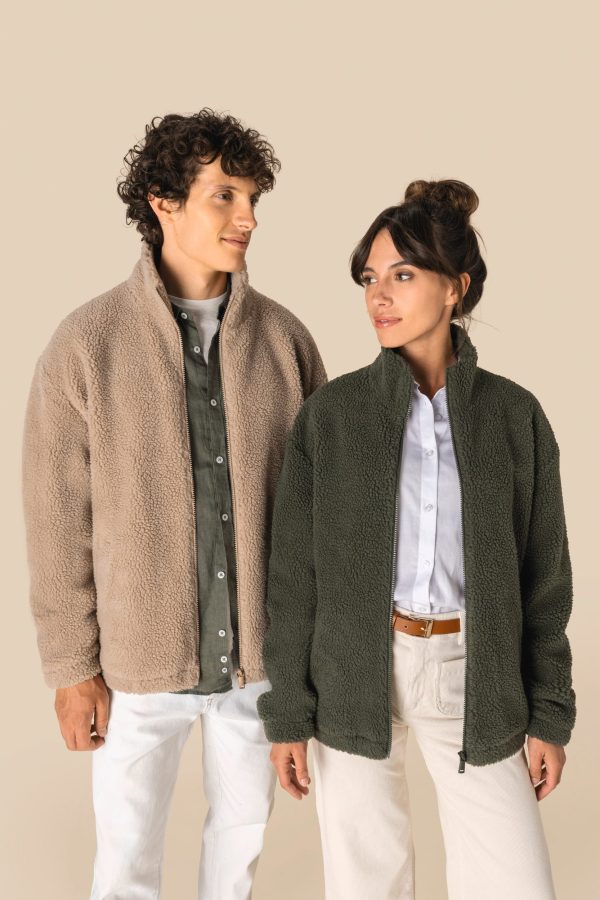 Casaco sweatshirt com ombros descaídos em sherpa unissexo