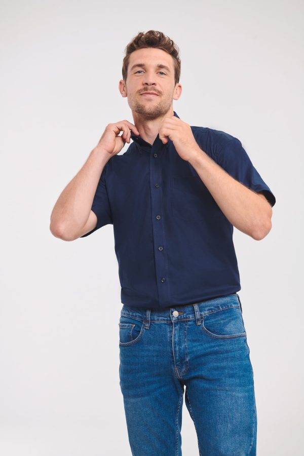 Camisa Oxford de homem de manga curta