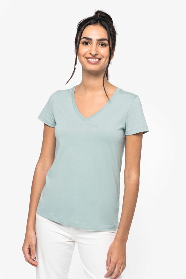 T-shirt eco-responsável decote V de senhora
