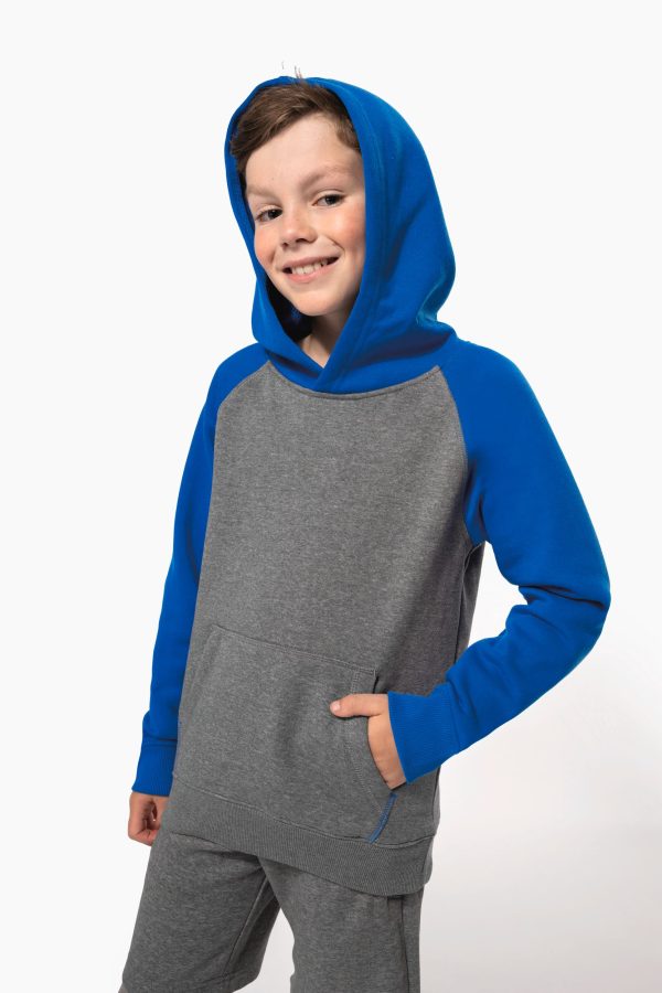 Sweatshirt com capuz bicolor de criança