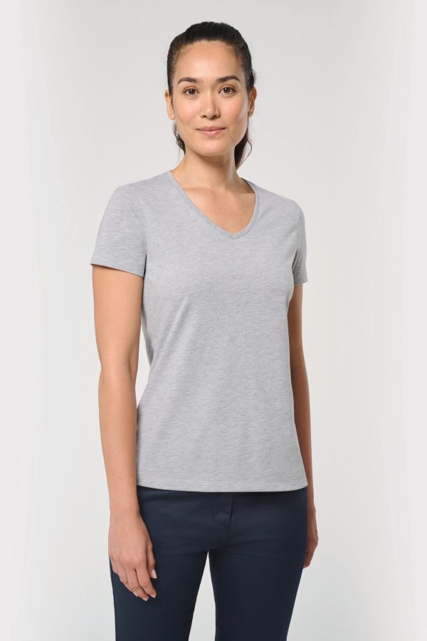 T-shirt eco-responsável decote V antebacteriana de senhora