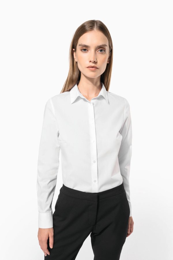 Camisa popeline polialgodão de tratamento fácil de senhora