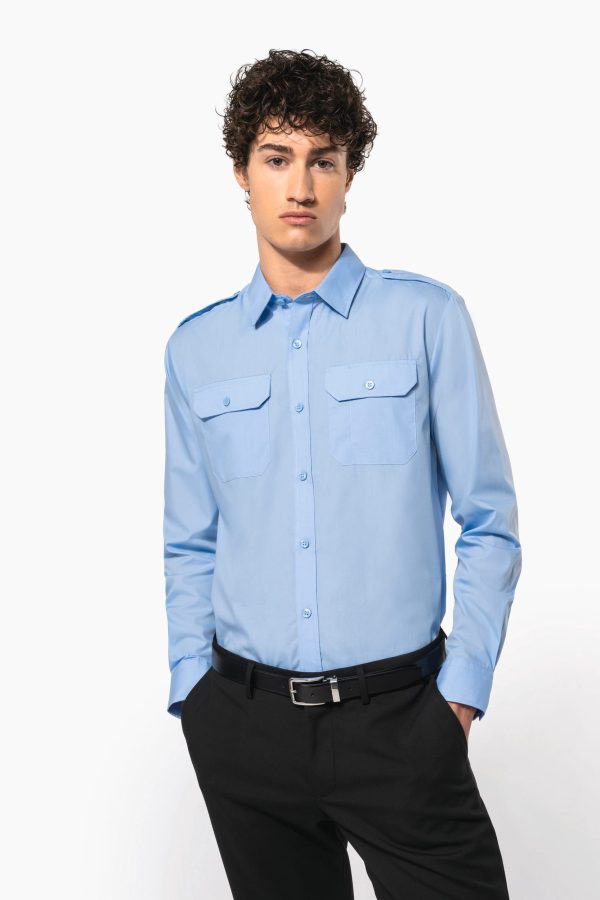Camisa piloto de homem de manga comprida
