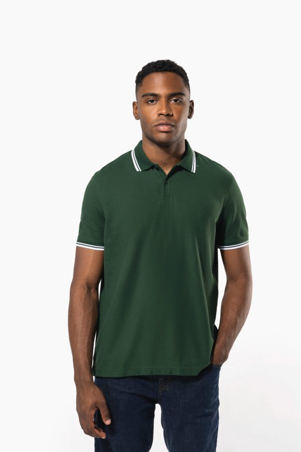 Polo de manga curta para homem com riscas em contraste
