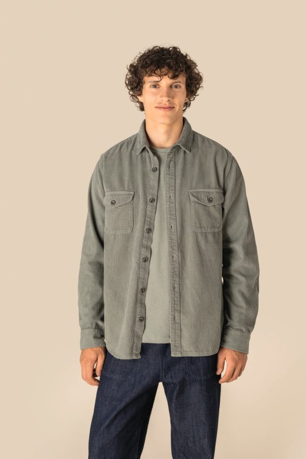 Sobrecamisa eco-responsável com aspecto lavado em bombazine de homem