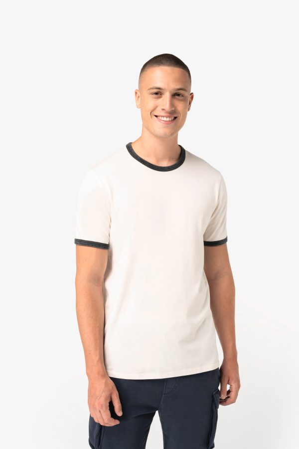 T-shirt ringer eco-responsável com contrastes e aspecto lavado de homem