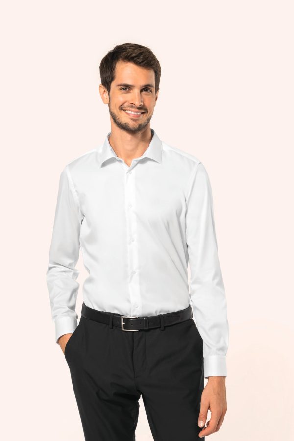 Camisa twill com manga comprida de homem