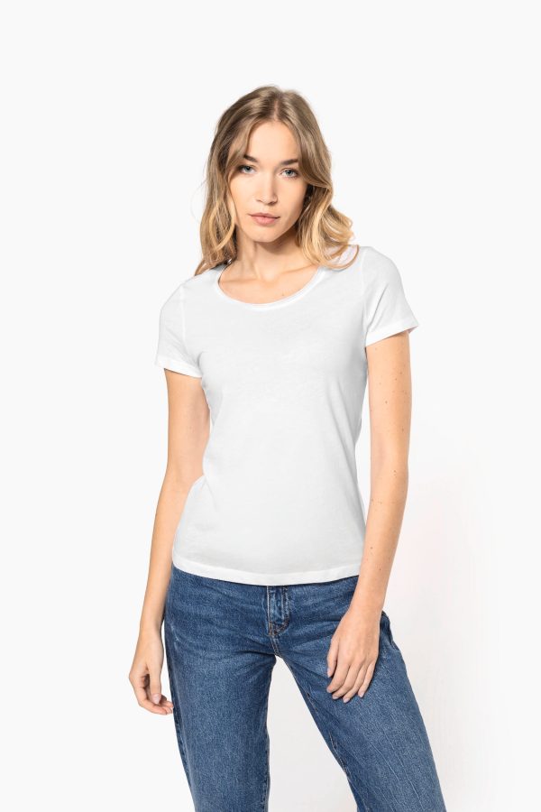 T-shirt de senhora Bio com decote sem costuras de manga curta