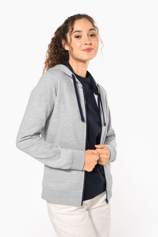 Casaco sweatshirt de senhora com capuz em contraste