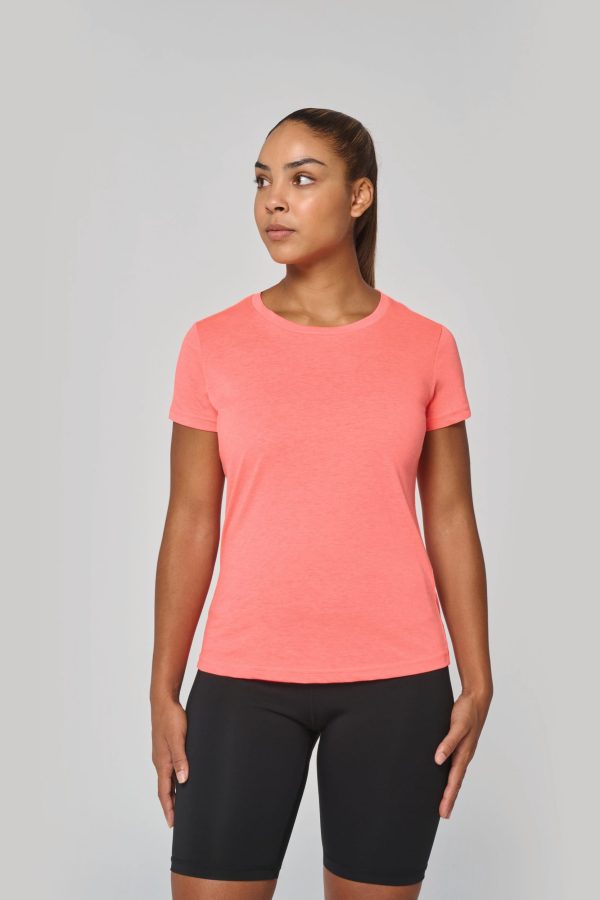 T-shirt de desporto de senhora Triblend com decote redondo