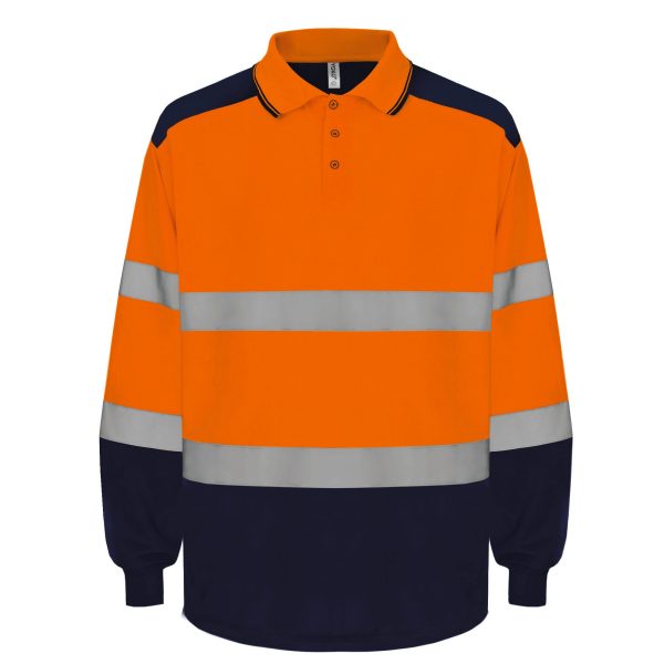 Polo bicolor de manga comprida de alta visibilidade