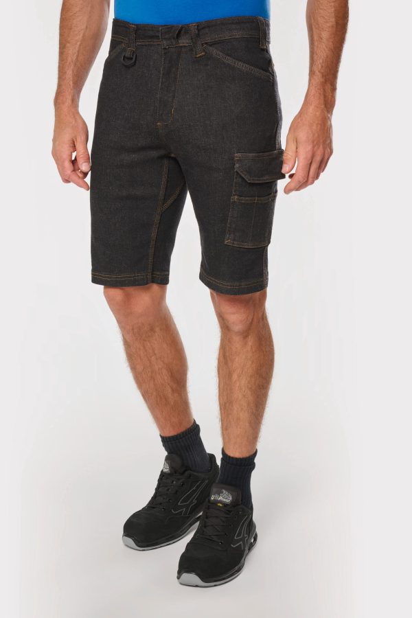Bermuda de ganga multibolsos de homem