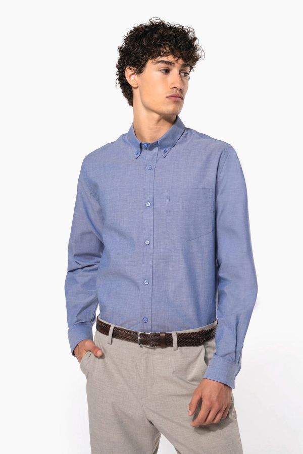 Camisa manga comprida em Oxford de tratamento fácil