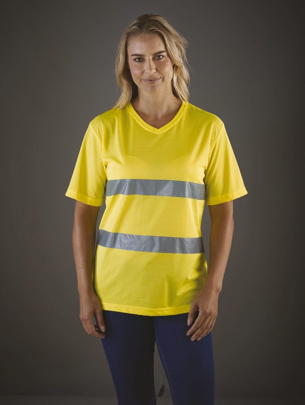 T-shirt decote V de alta visibilidade Top Cool