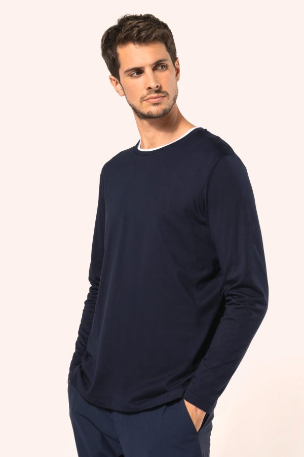 T-shirt Supima® decote redondo de manga comprida de homem