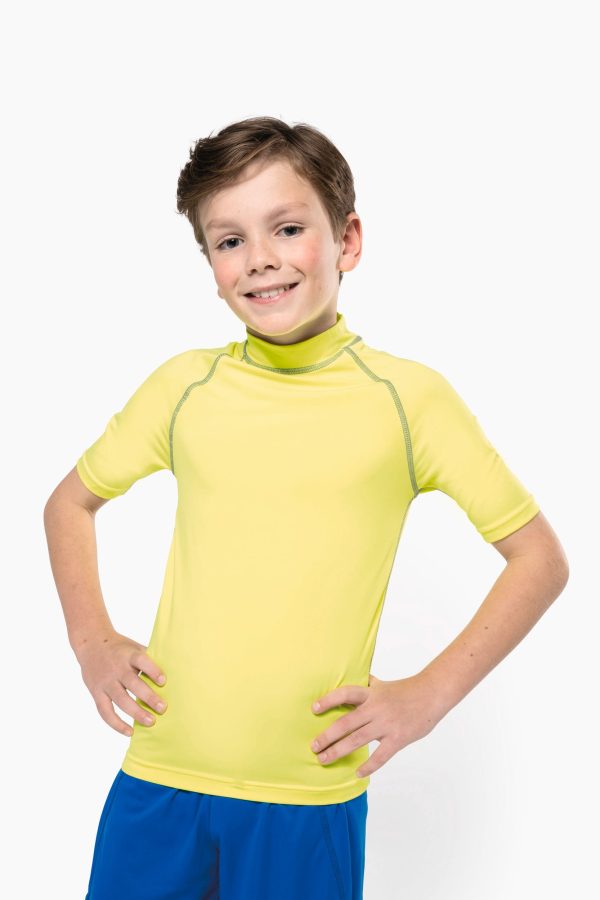 T-shirt técnica  de criança de manga curta com protecção anti-UV