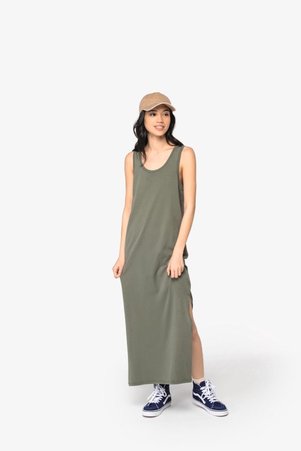 Vestido eco-responsável com aspecto lavado em jersey de senhora