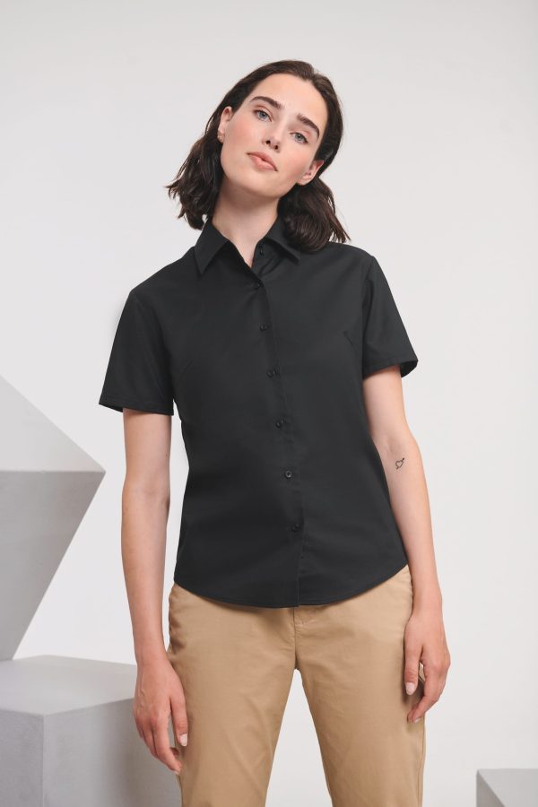 Camisa Oxford de senhora de manga curta