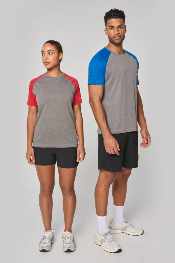 T-shirt triblend bicolor de desporto de adulto