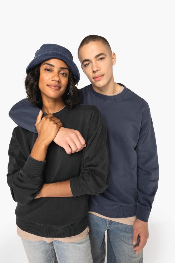 Sweatshirt eco-responsável decote redondo aspecto lavado oversize unissexo