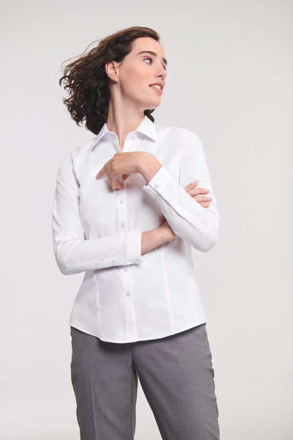Camisa de senhora de manga comprida Herringbone