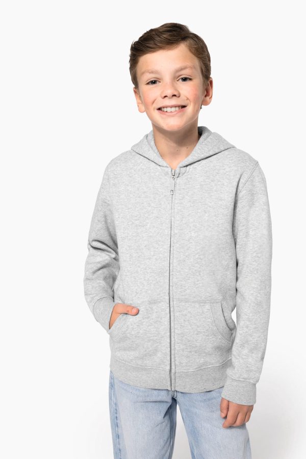 Sweatshirt reciclada com fecho e capuz criança