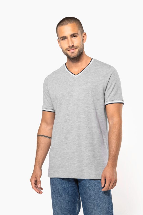 T-shirt de homem em malha piqué com decote  V