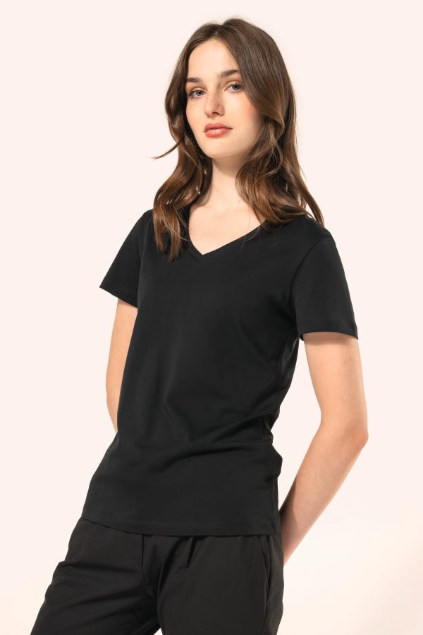 T-shirt Supima®  decote  V de manga curta de senhora