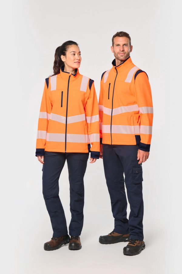 Casaco softshell de segurança em material reciclado com mangas amovíveis unissexo