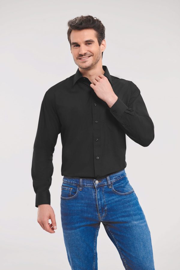 Camisa de homem em popeline de manga comprida