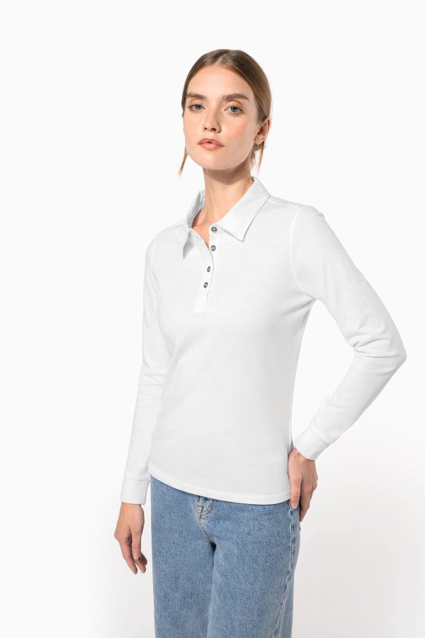 Polo jersey de senhora de manga comprida