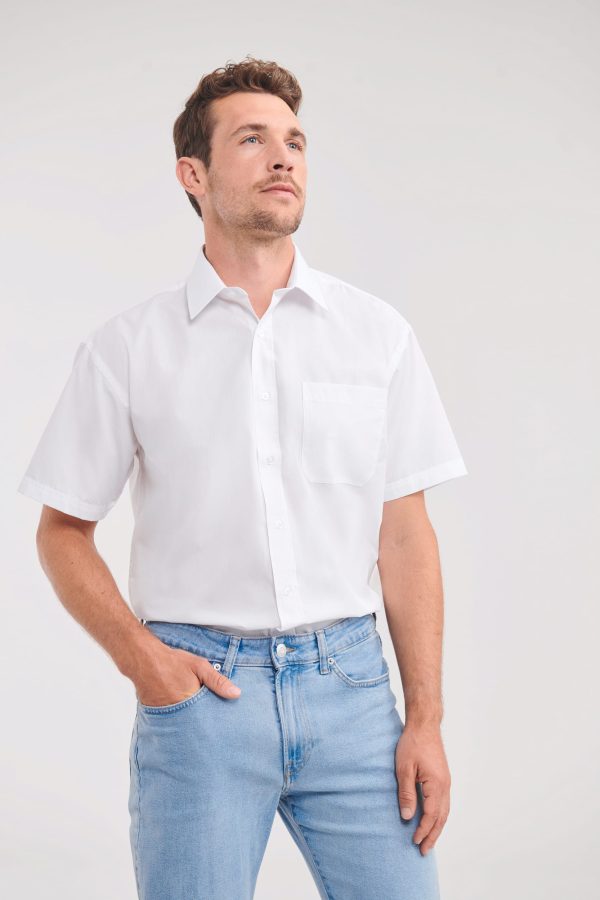 Camisa de homem em popeline de manga curta
