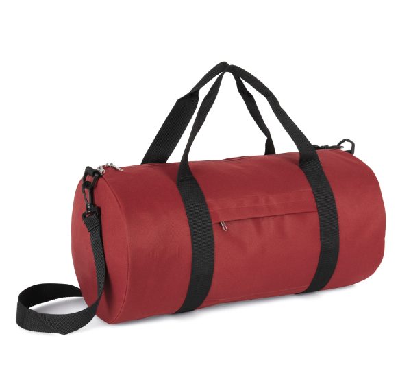 Saco cilíndrico reciclado com bolso frontal