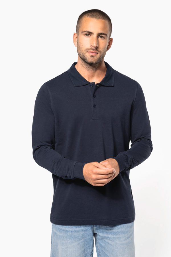 Polo piqué de homem de manga comprida