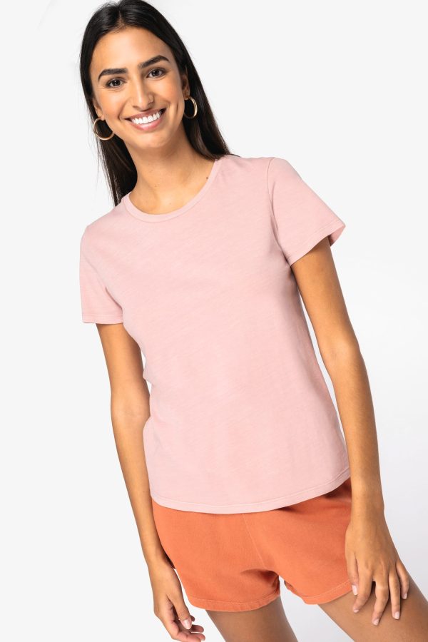 T-shirt eco-responsável com aspecto lavado de senhora