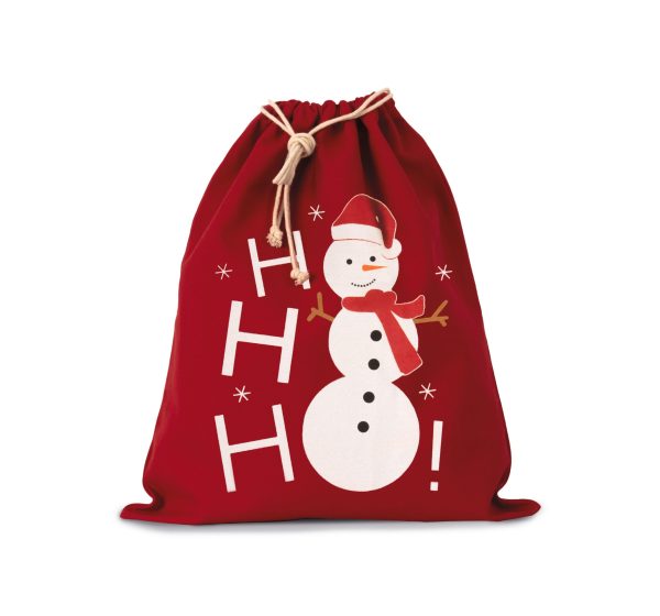 Saco de algodão com cordão, motivo boneco de neve