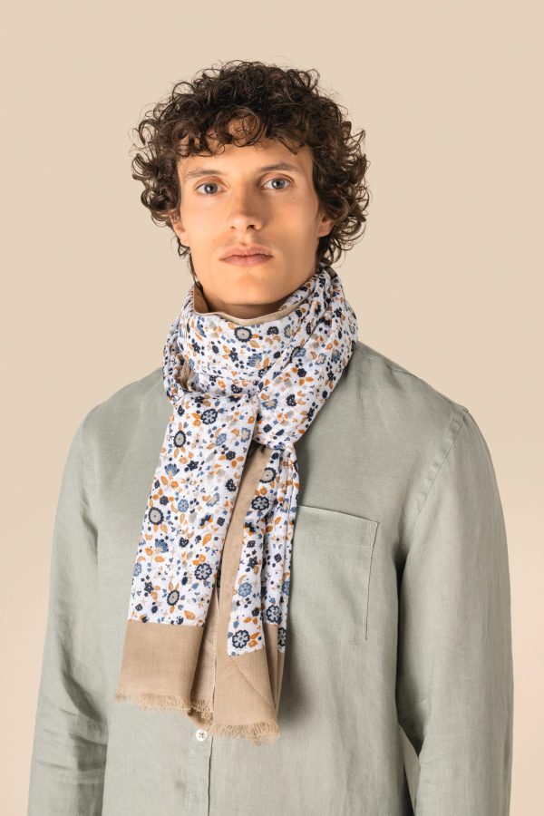 Echarpe com padrão floral unissexo