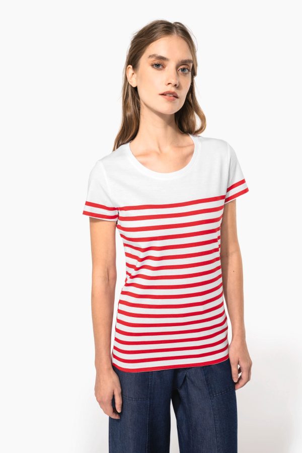 T-shirt estilo marinheiro Bio com decote redondo para senhora