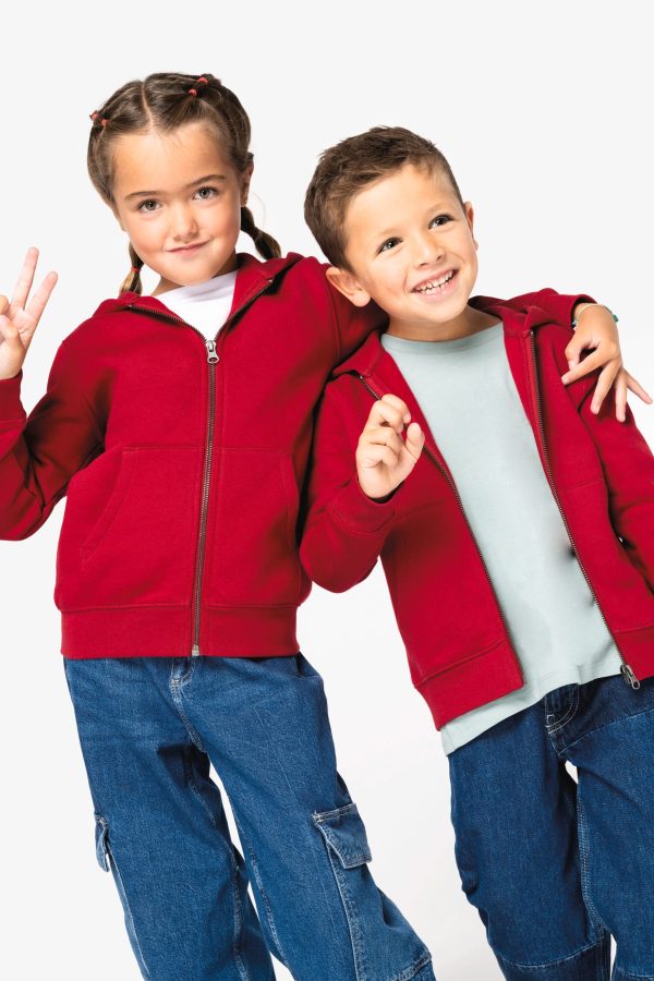 Sweatshirt eco-responsável com fecho e capuz de criança