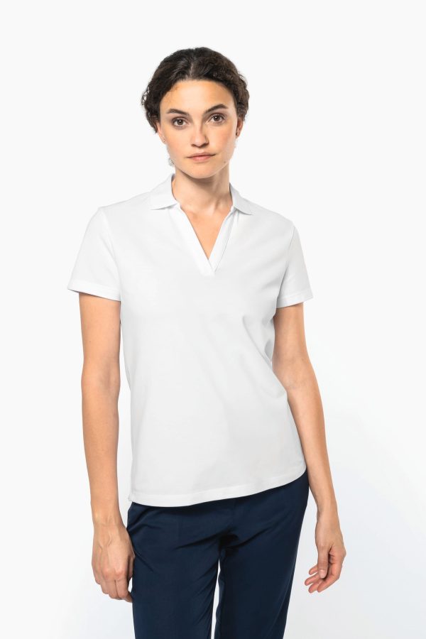 Polo gola em V Supima® de senhora