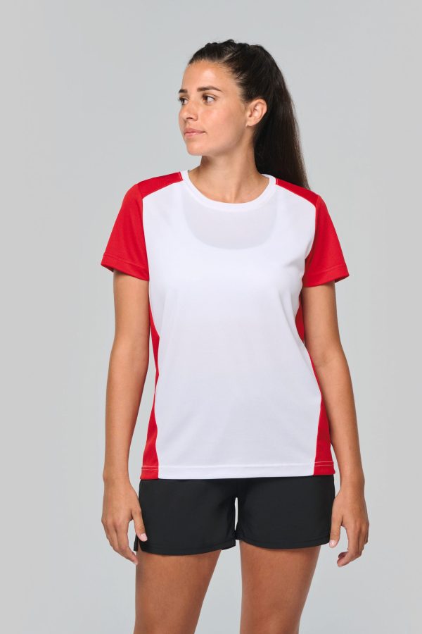 T-shirt de desporto bicolor eco-responsável de senhora