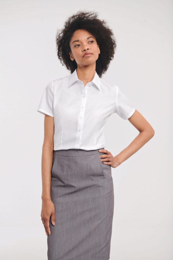 Camisa de senhora de manga curta Herringbone