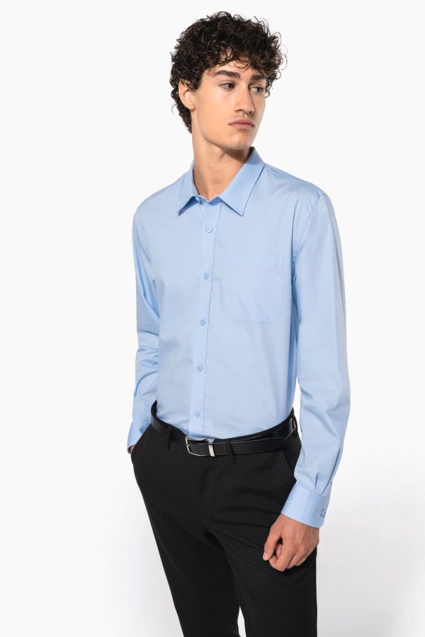 Camisa manga comprida em popeline de tratamento fácil