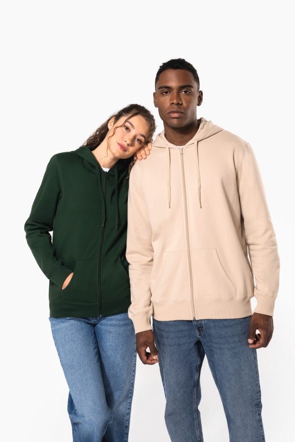 Sweatshirt reciclada com fecho e capuz unissexo