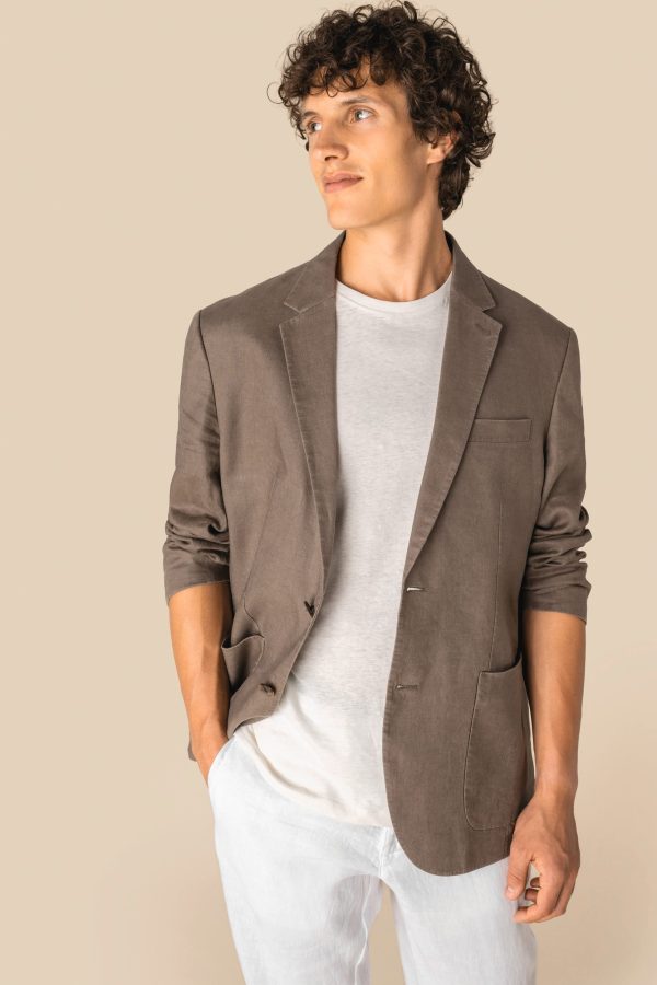 Blazer com aspecto lavado em linho de homem