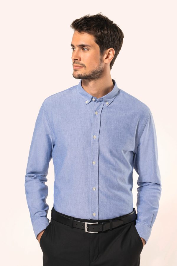 Camisa Oxford manga comprida de homem
