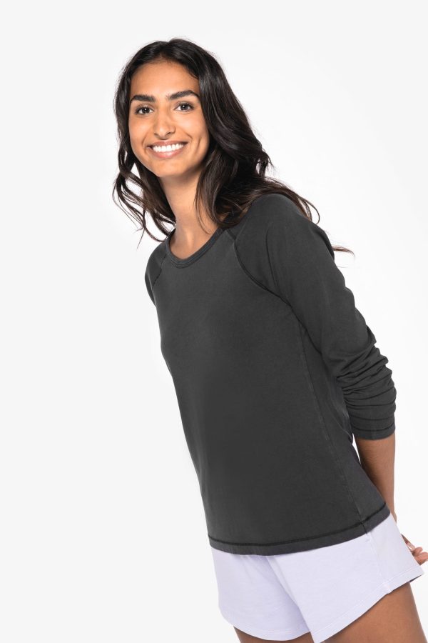 T-shirt eco-responsável raglan manga comprida de senhora