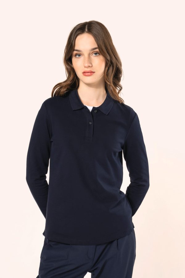 Polo Supima® de manga comprida de senhora