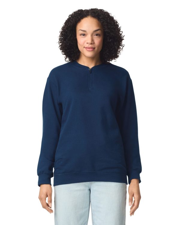 Sweatshirt cardada com 1/2 fecho
